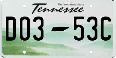 TN license plate D0353C