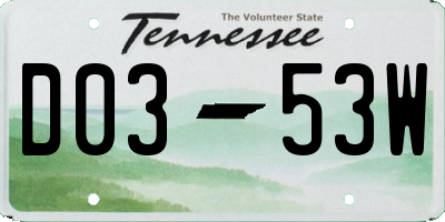 TN license plate D0353W