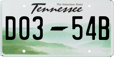 TN license plate D0354B