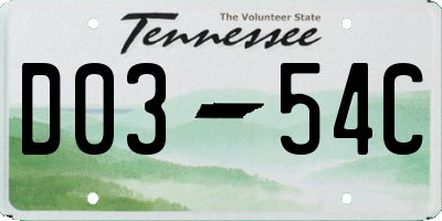 TN license plate D0354C