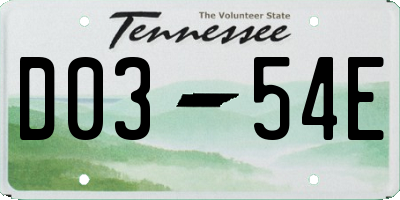 TN license plate D0354E