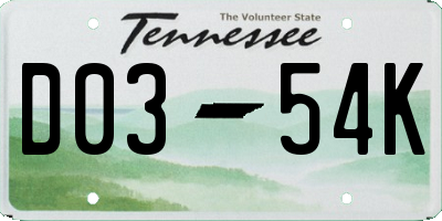 TN license plate D0354K