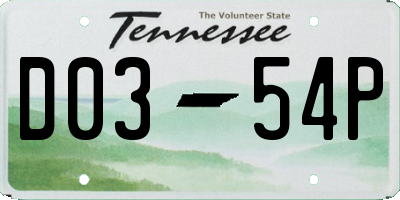 TN license plate D0354P