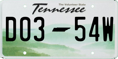 TN license plate D0354W