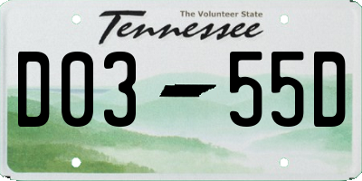TN license plate D0355D