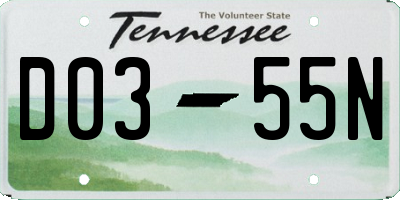 TN license plate D0355N