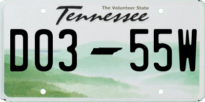 TN license plate D0355W