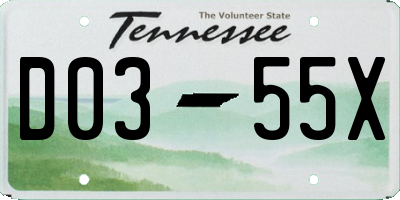 TN license plate D0355X