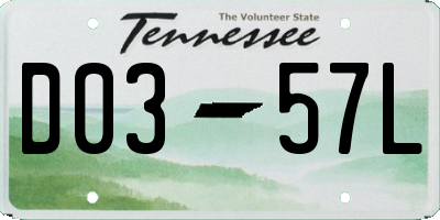 TN license plate D0357L