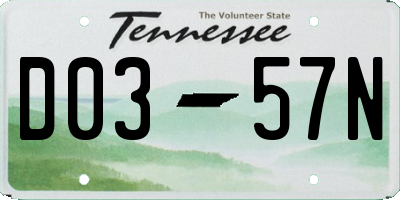 TN license plate D0357N