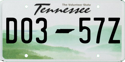 TN license plate D0357Z