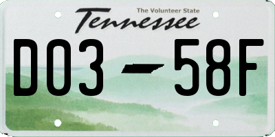 TN license plate D0358F