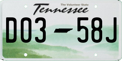 TN license plate D0358J