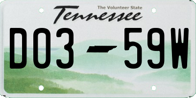 TN license plate D0359W