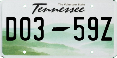 TN license plate D0359Z