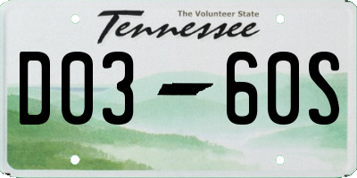 TN license plate D0360S