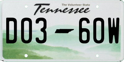 TN license plate D0360W