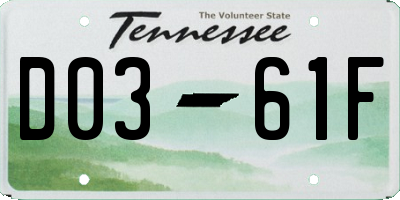 TN license plate D0361F
