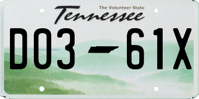 TN license plate D0361X