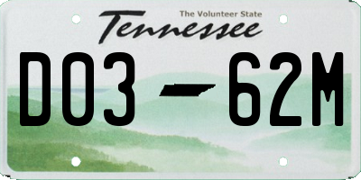 TN license plate D0362M