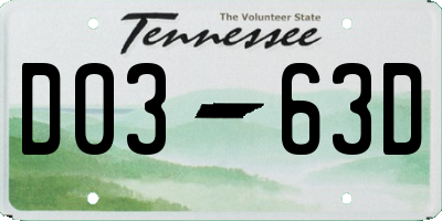 TN license plate D0363D