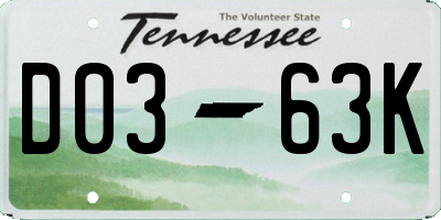 TN license plate D0363K