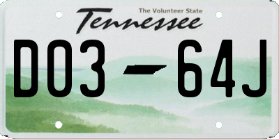 TN license plate D0364J