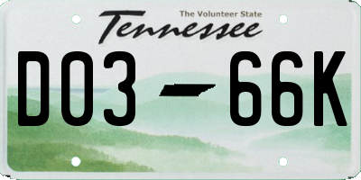 TN license plate D0366K