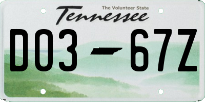 TN license plate D0367Z