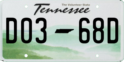 TN license plate D0368D