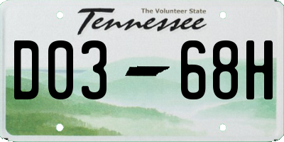TN license plate D0368H