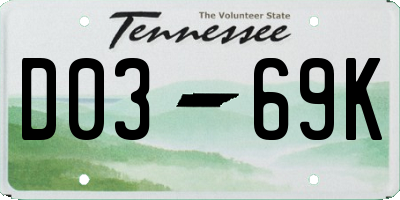 TN license plate D0369K
