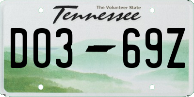 TN license plate D0369Z