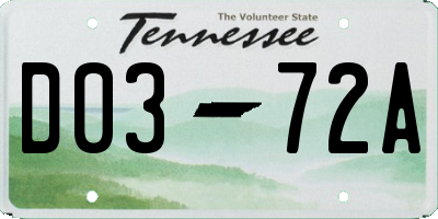 TN license plate D0372A