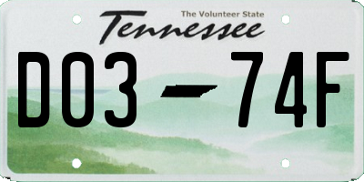 TN license plate D0374F
