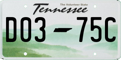 TN license plate D0375C