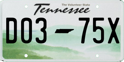 TN license plate D0375X