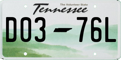 TN license plate D0376L