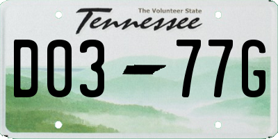 TN license plate D0377G
