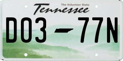 TN license plate D0377N