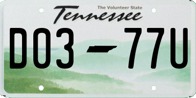TN license plate D0377U