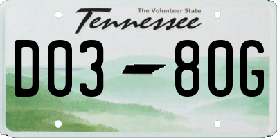 TN license plate D0380G
