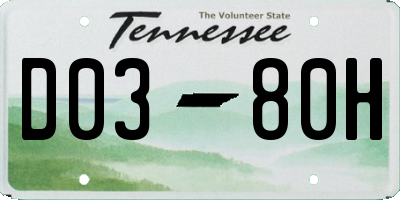 TN license plate D0380H