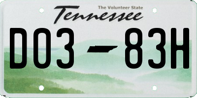 TN license plate D0383H