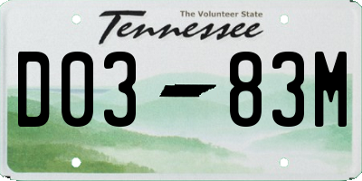 TN license plate D0383M