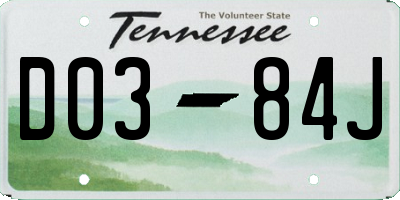 TN license plate D0384J