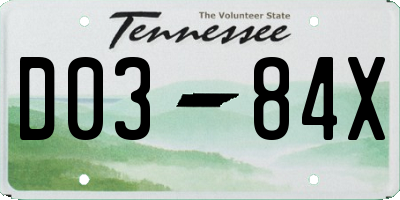 TN license plate D0384X