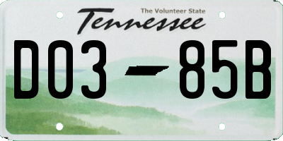TN license plate D0385B