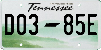 TN license plate D0385E