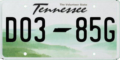 TN license plate D0385G